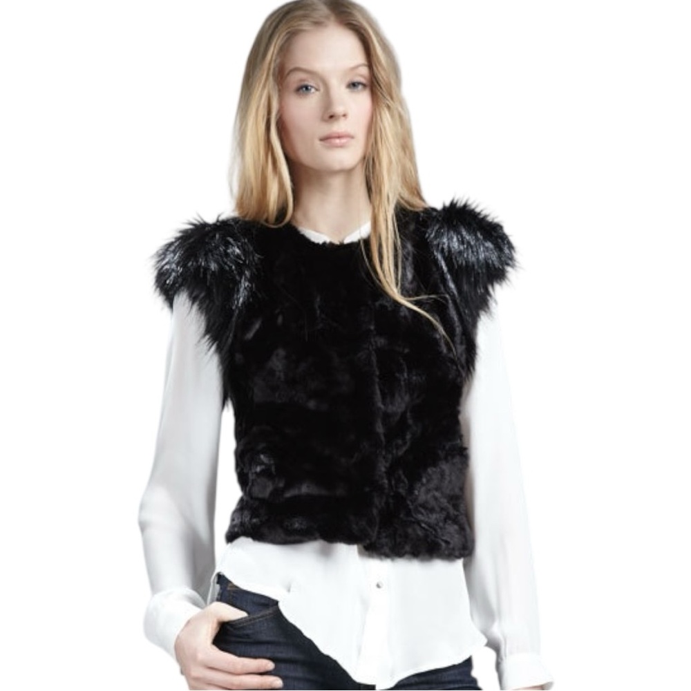 Skaist Taylor Neiman Marcus Black Faux Fur Vest